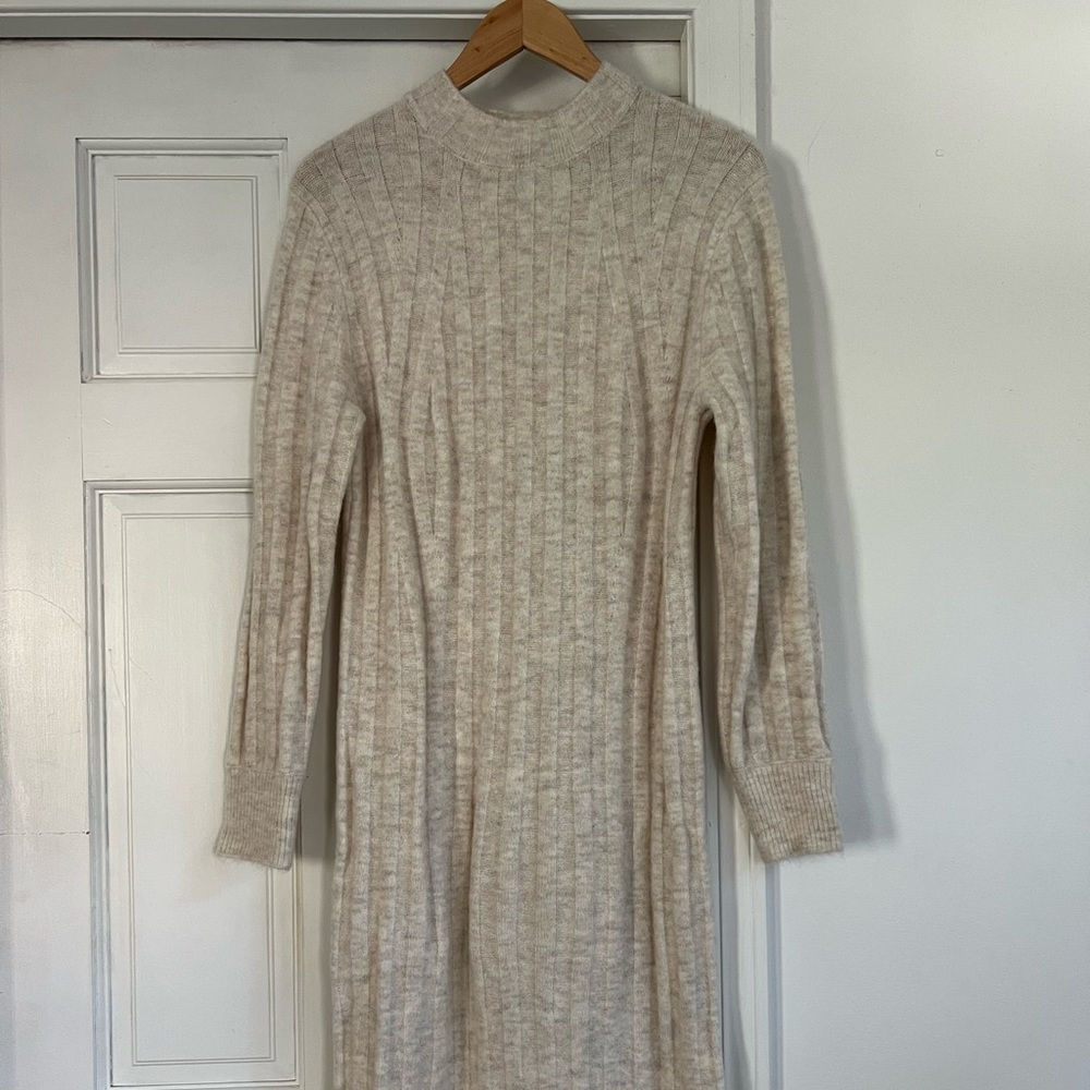 Oatmeal knit midi length dress